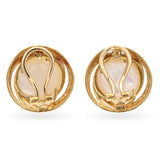 Vintage 14k Yellow Gold Mabe Pearl Omega Back Earrings