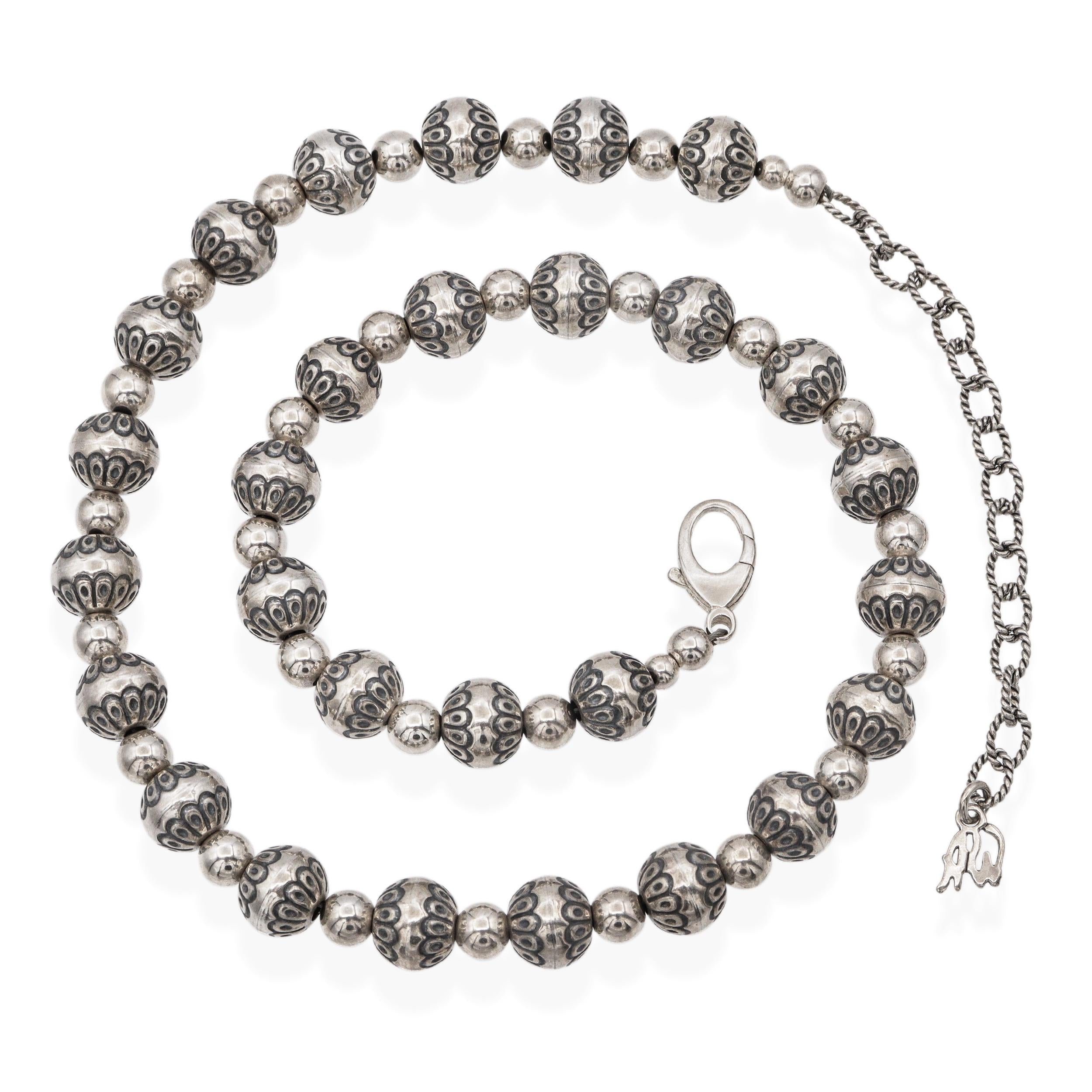 Vintage American West Sterling Silver Navajo Pearl Beaded Necklace