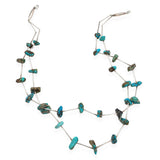 Vintage Southwestern Sterling Silver Turquoise Nugget Double Strand Necklace