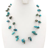 Vintage Southwestern Sterling Silver Turquoise Nugget Double Strand Necklace