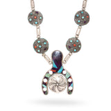 C.G. Dukepoo Sterling Silver Multi-Stone Inlay Reversible Statement Necklace