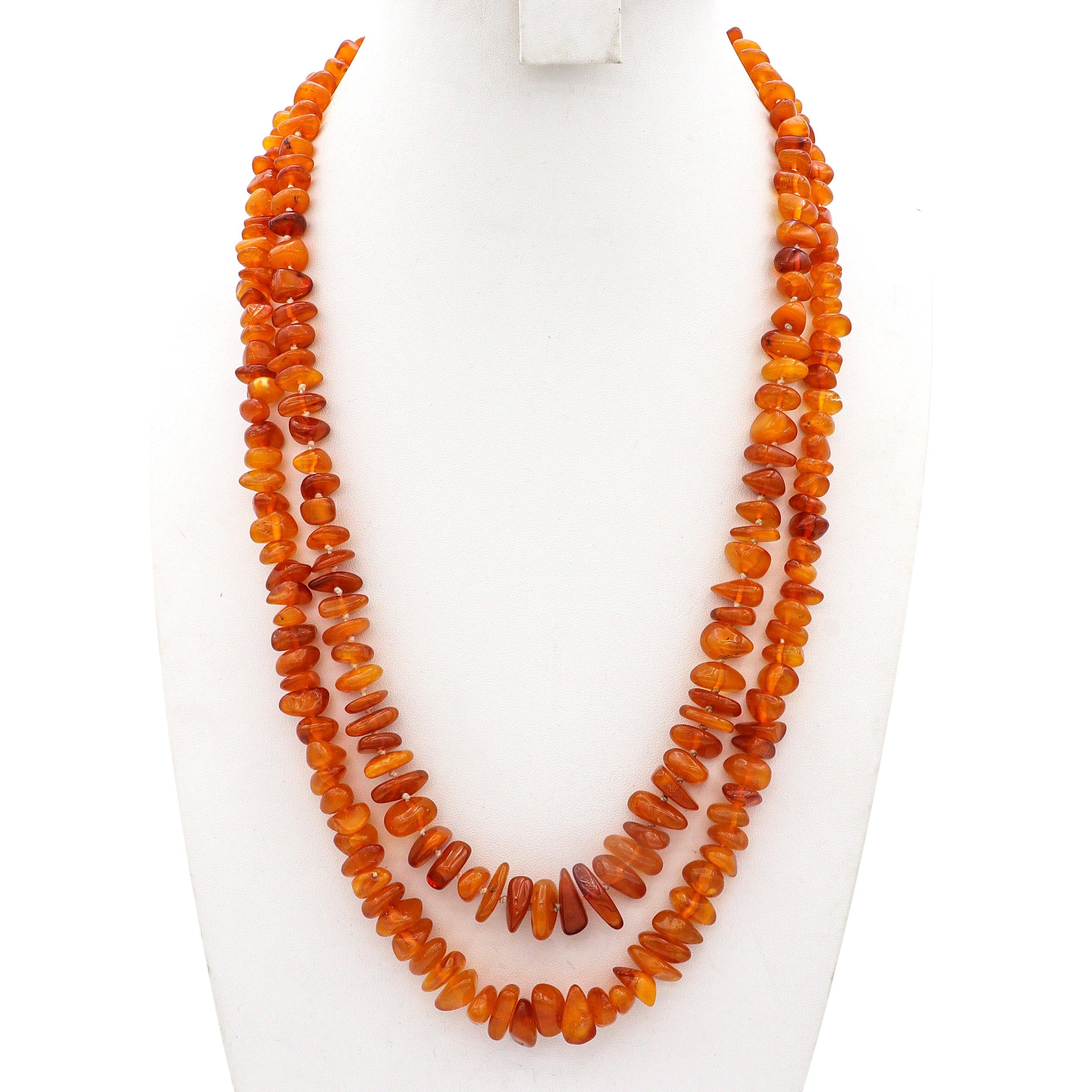 Pair of Vintage Amber Graduated Beaded Strand Necklaces