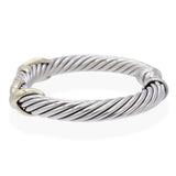 David Yurman Sterling Silver & 14K Yellow Gold X Cable Cuff Bracelet