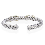 David Yurman Sterling Silver & 14K Yellow Gold X Cable Cuff Bracelet