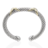 David Yurman Sterling Silver & 14K Yellow Gold X Cable Cuff Bracelet