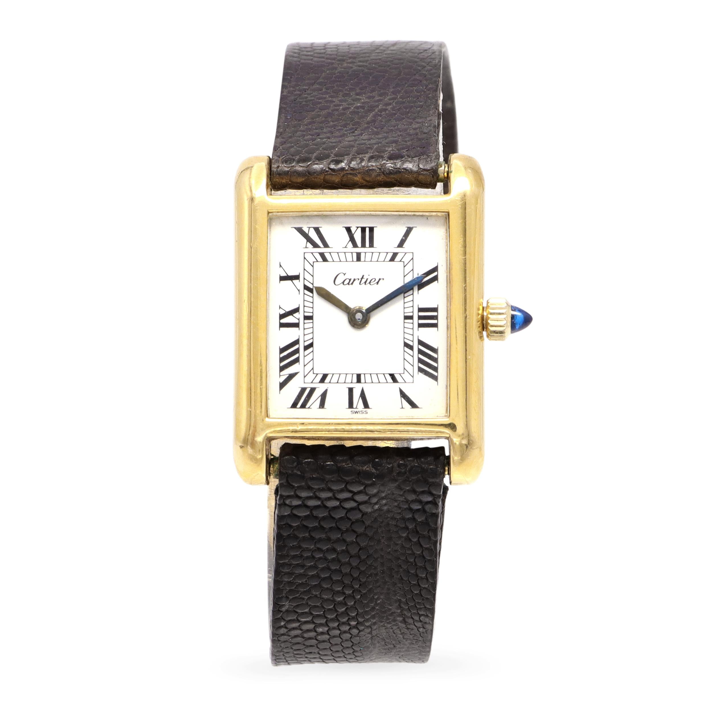 Vintage Cartier Gold Plated Tank Manual Wind Watch