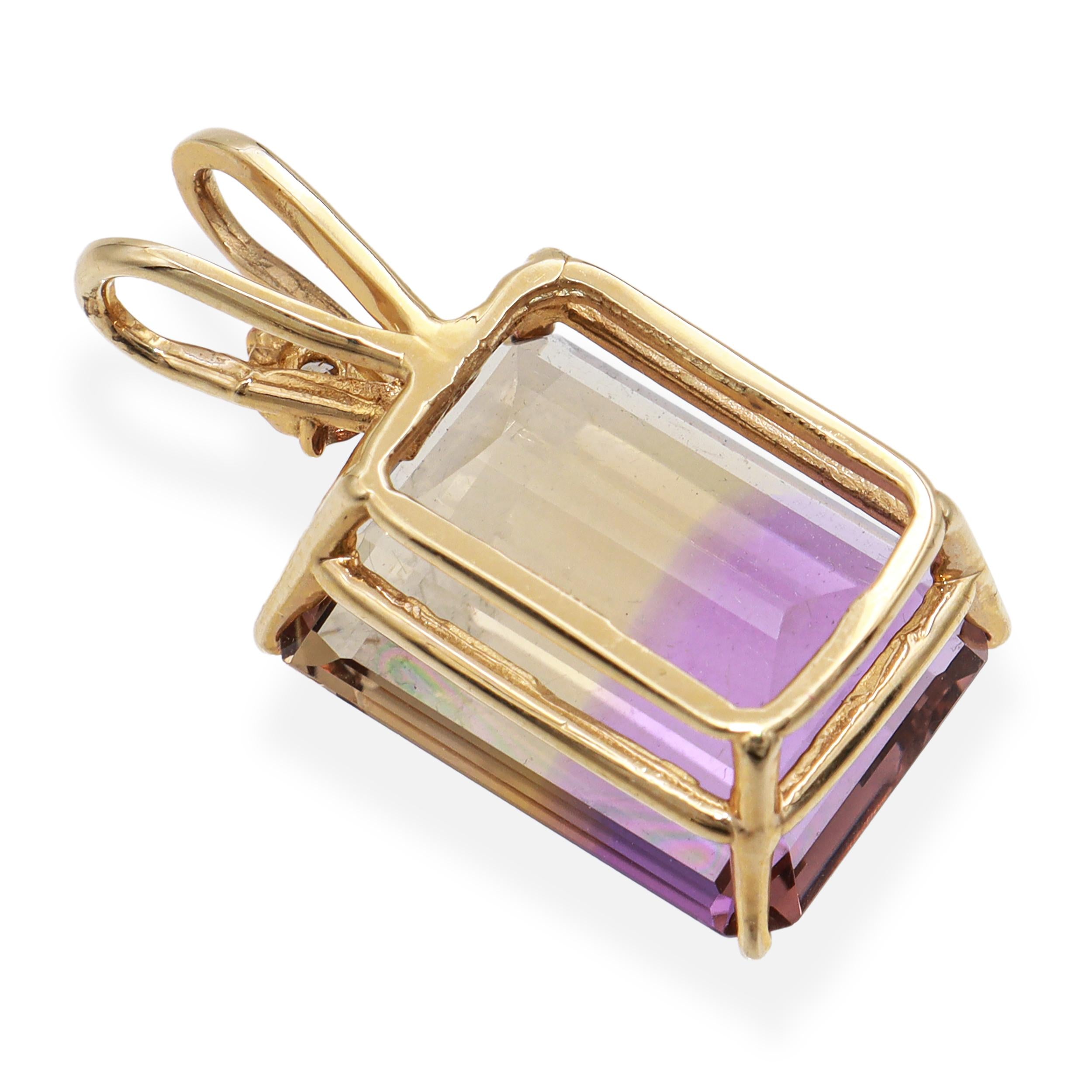 Vintage 14K Yellow Gold Ametrine Diamond Accent Pendant