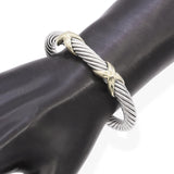David Yurman Sterling Silver & 14K Yellow Gold X Cable Cuff Bracelet