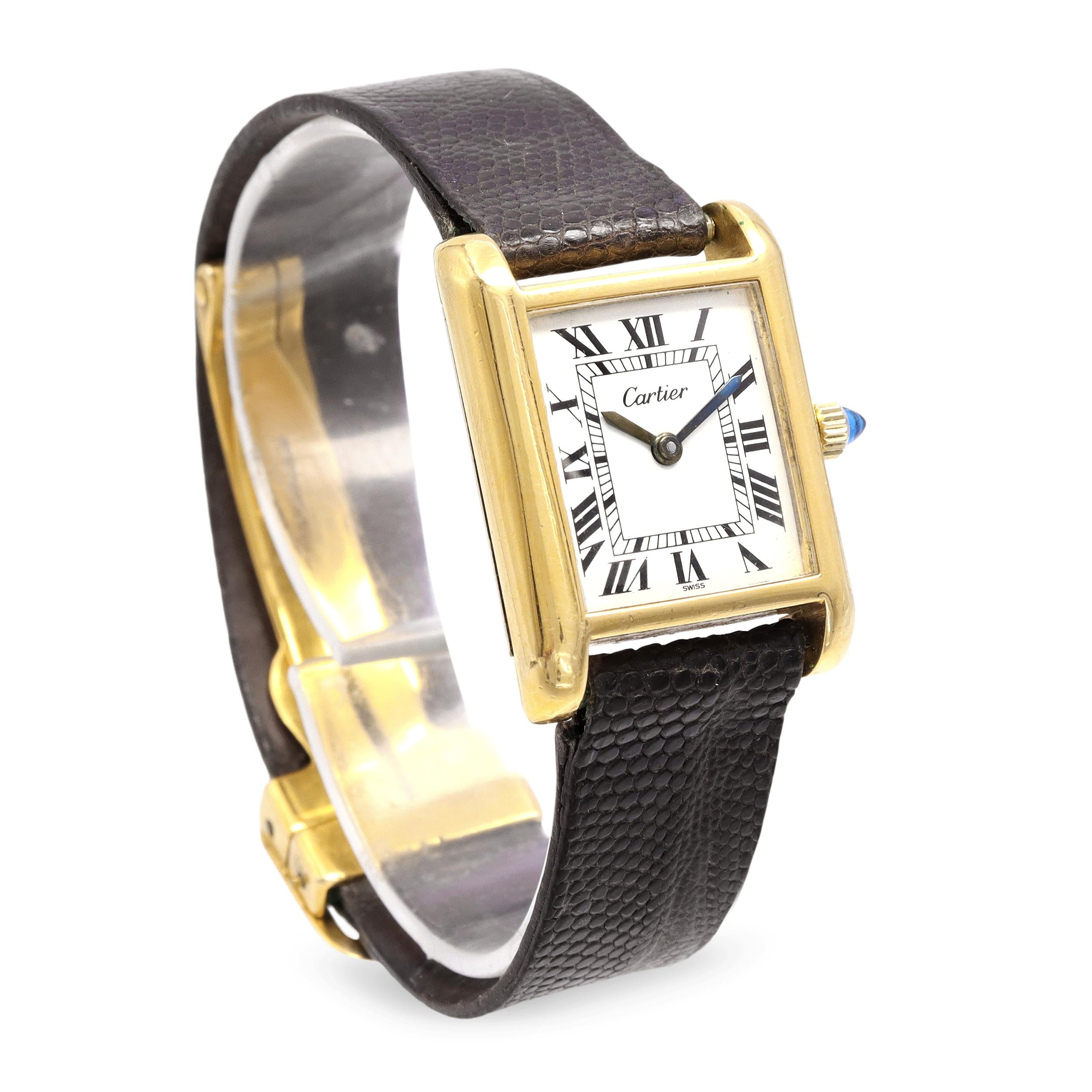 Vintage Cartier Gold Plated Tank Manual Wind Watch
