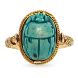 Antique 16k Yellow Gold Egyptian Revival Scarab Beetle Swivel Ring