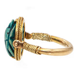 Antique 16k Yellow Gold Egyptian Revival Scarab Beetle Swivel Ring