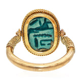Antique 16k Yellow Gold Egyptian Revival Scarab Beetle Swivel Ring