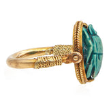 Antique 16k Yellow Gold Egyptian Revival Scarab Beetle Swivel Ring