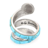 Michael & Causandra Dukepoo Sterling Silver Turquoise Coral Serpent Wrap Ring