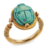 Antique 16k Yellow Gold Egyptian Revival Scarab Beetle Swivel Ring