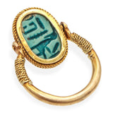 Antique 16k Yellow Gold Egyptian Revival Scarab Beetle Swivel Ring