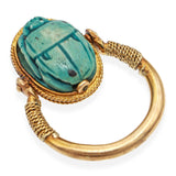 Antique 16k Yellow Gold Egyptian Revival Scarab Beetle Swivel Ring