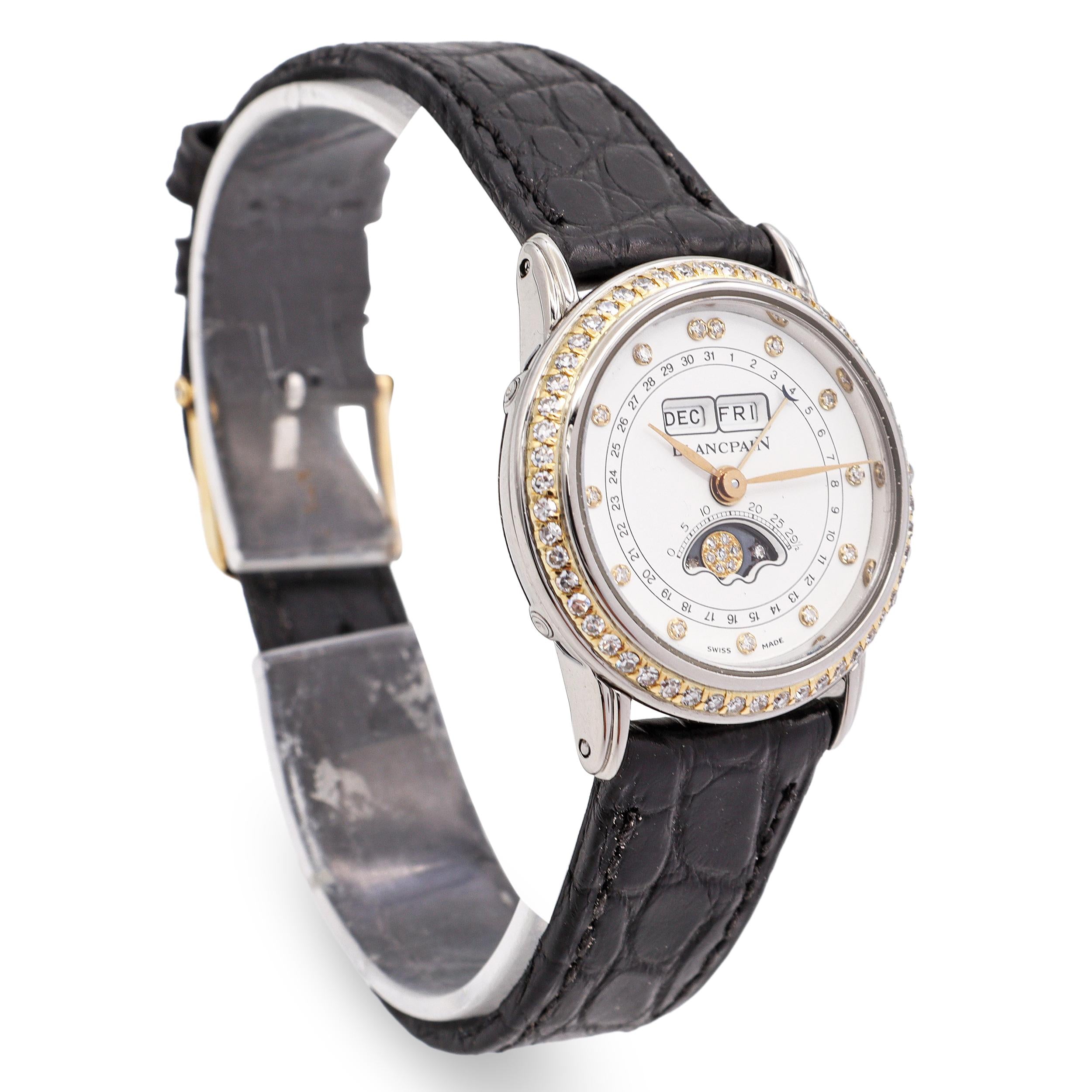 Blancpain Stainless Steel Triple Calendar Moonphase Diamond Women’s Watch