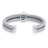 David Yurman Sterling Silver 14K Gold Amethyst Green Onyx Cable Cuff Bracelet
