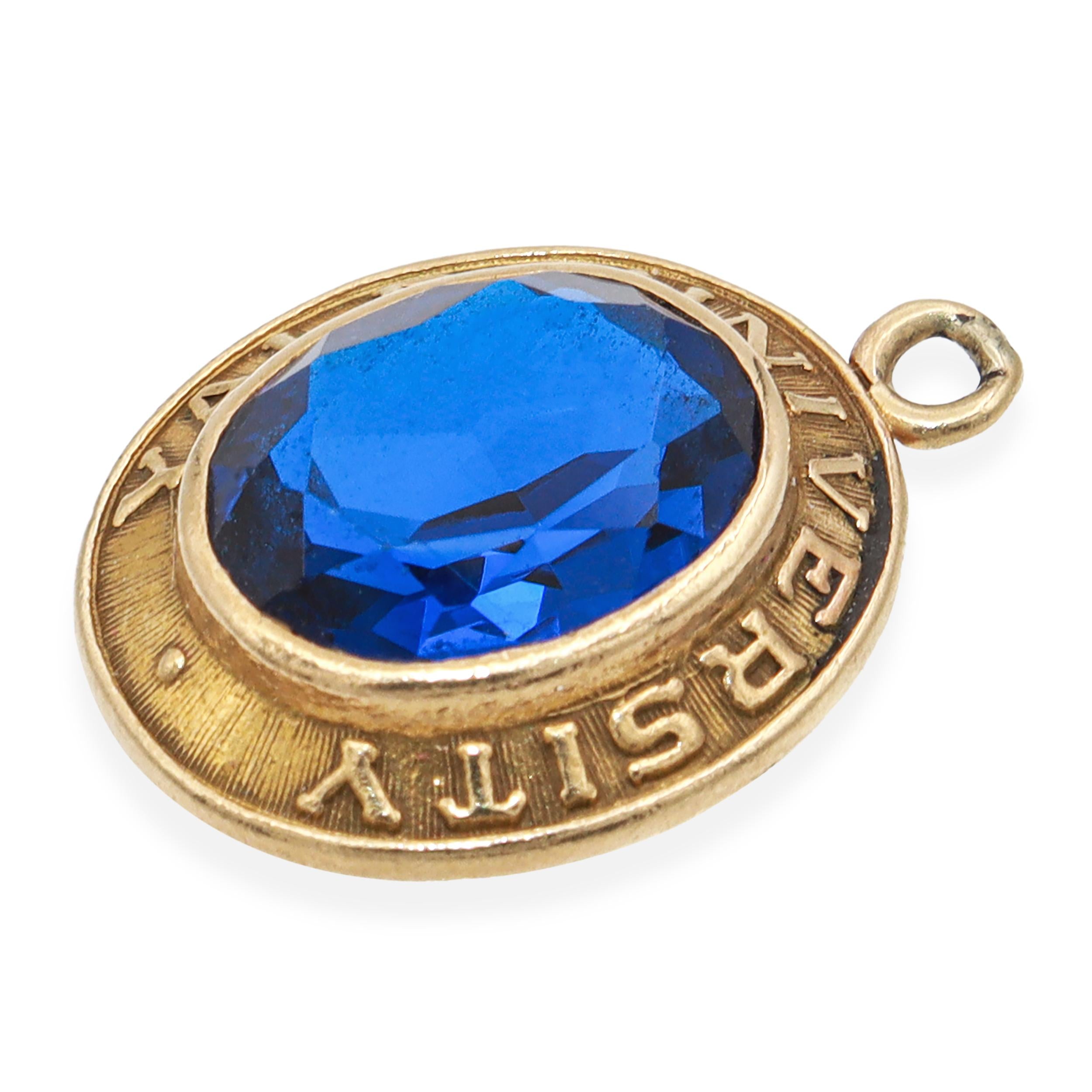 Vintage 10K Yellow Gold Yale University Charm Pendant
