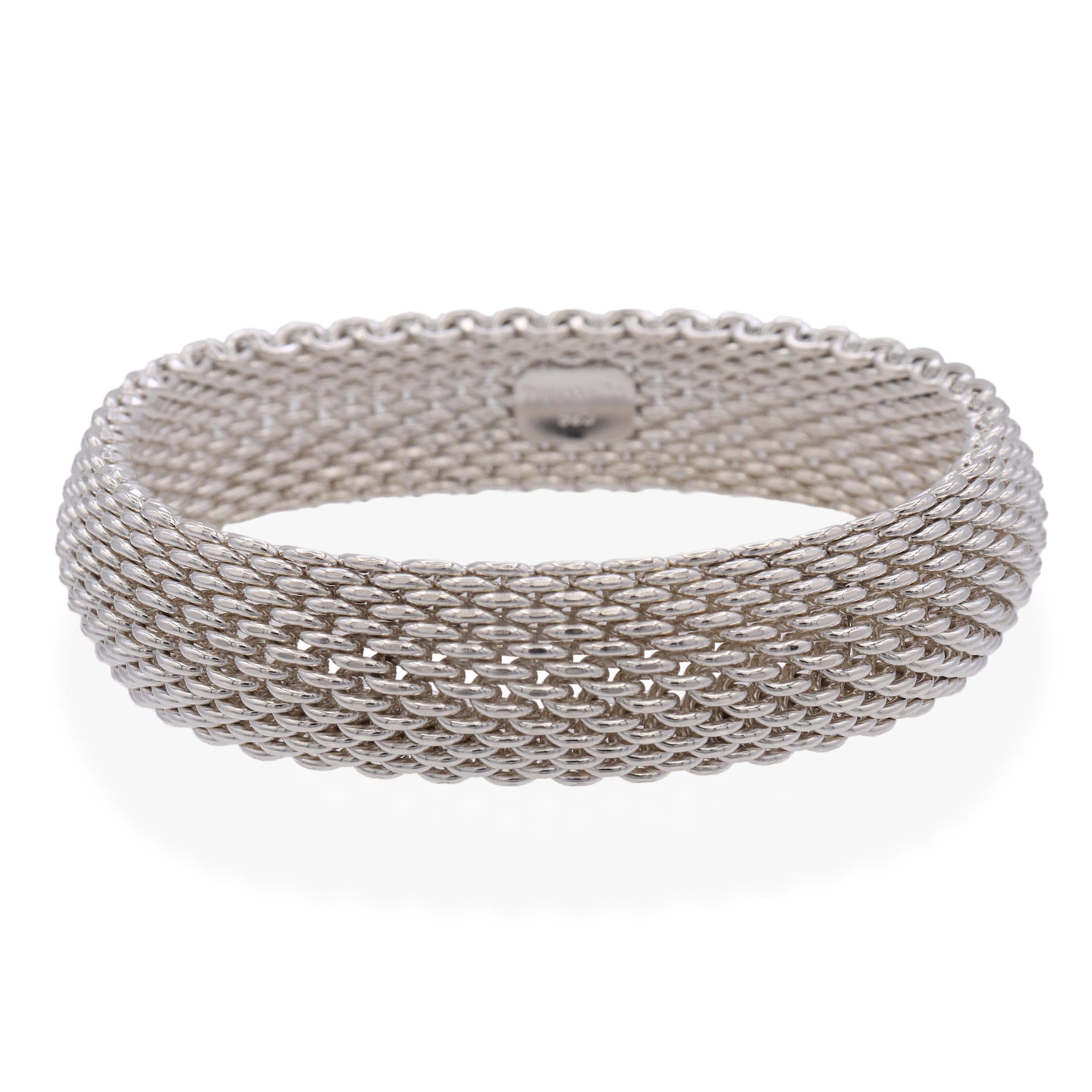 Tiffany & Co. Sterling Silver Somerset Mesh Bangle Bracelet