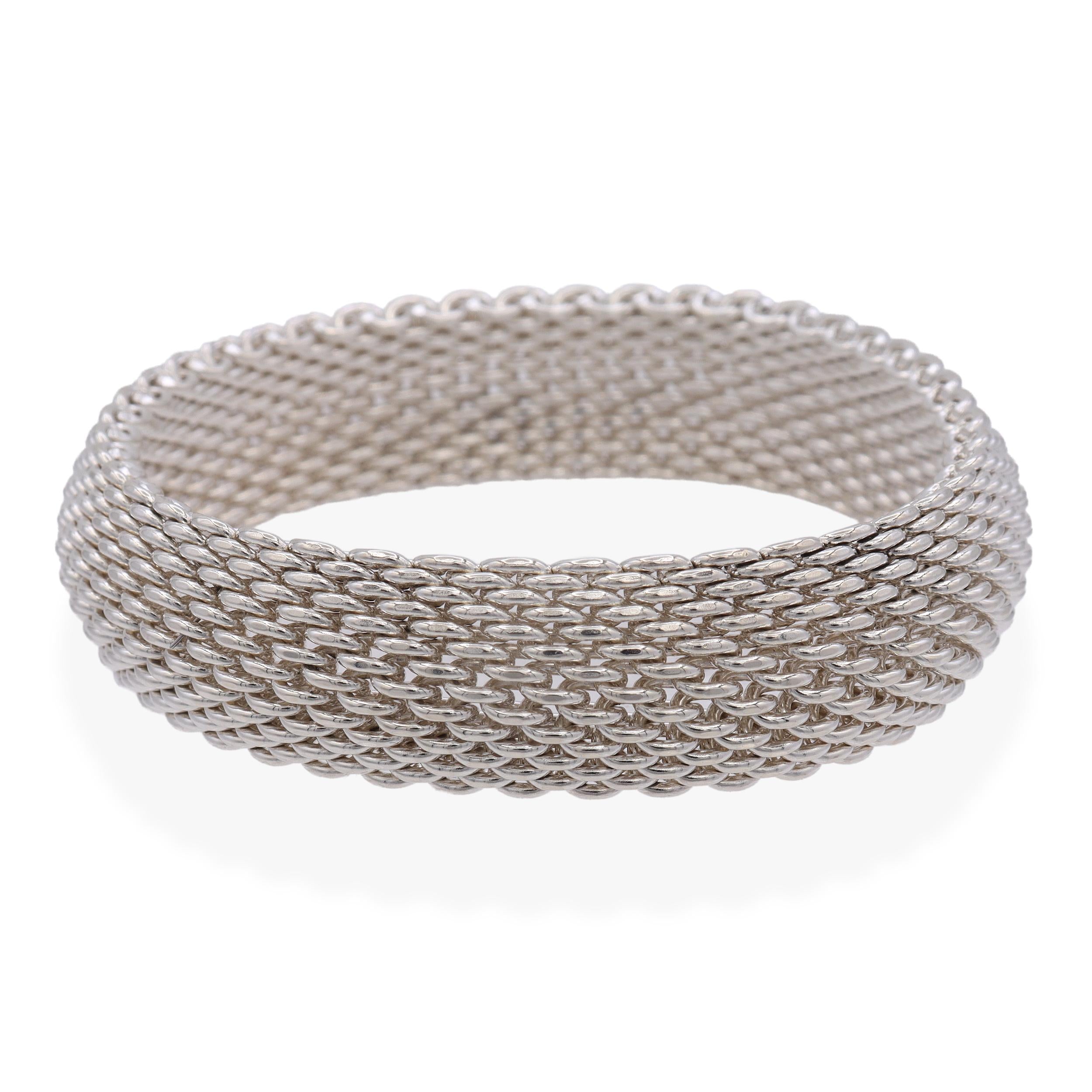 Tiffany & Co Sterling Silver Somerset Mesh Bangle Bracelet