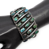 Southwestern Sterling Silver Turquoise Openwork Cuff Bracelet