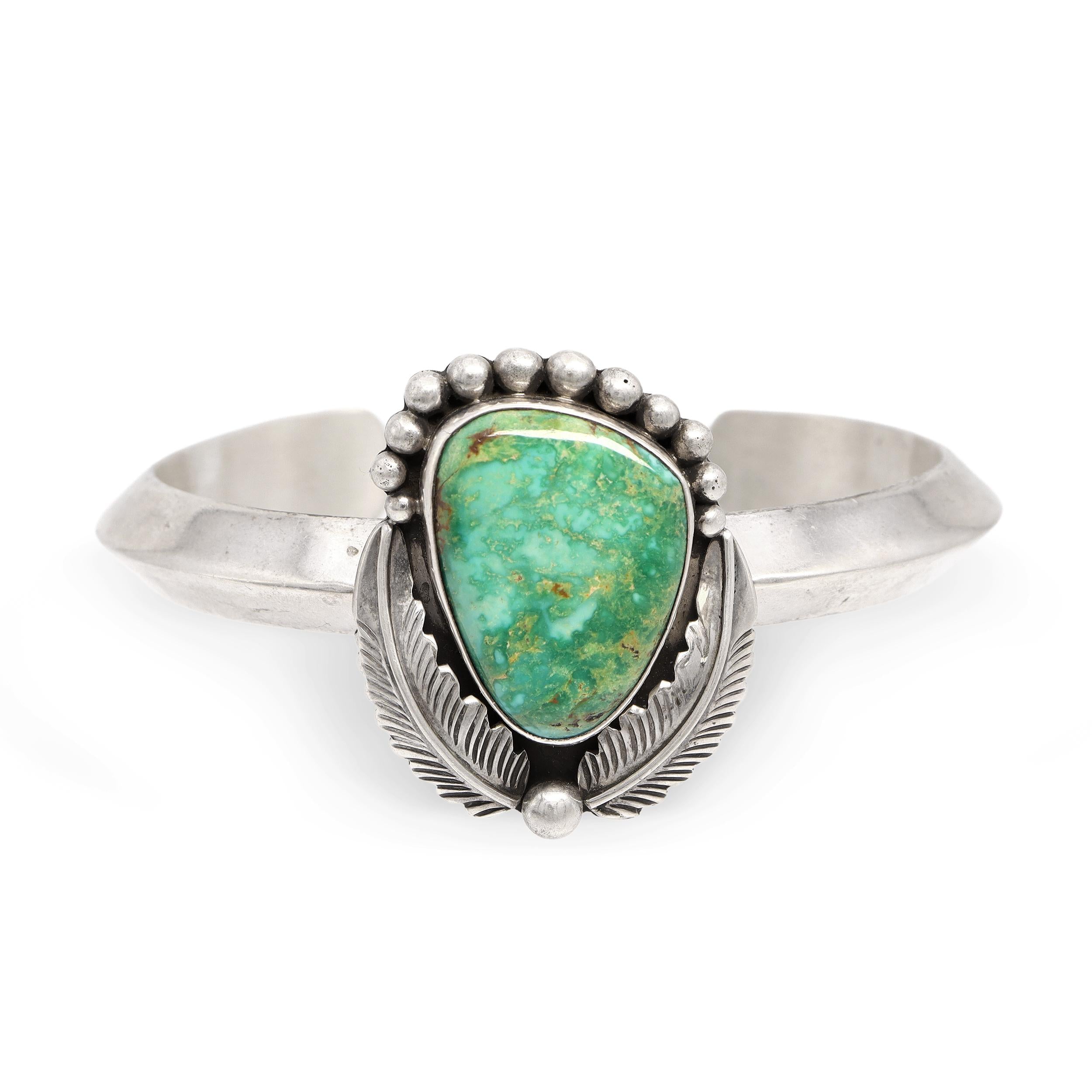 Russell Toledo Navajo Sterling Silver Turquoise Cuff Bracelet