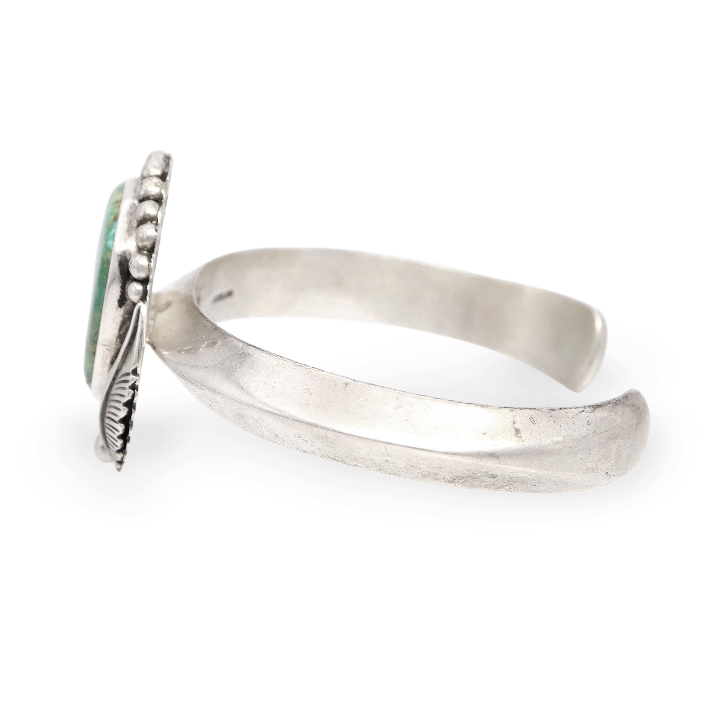 Russell Toledo Navajo Sterling Silver Turquoise Cuff Bracelet