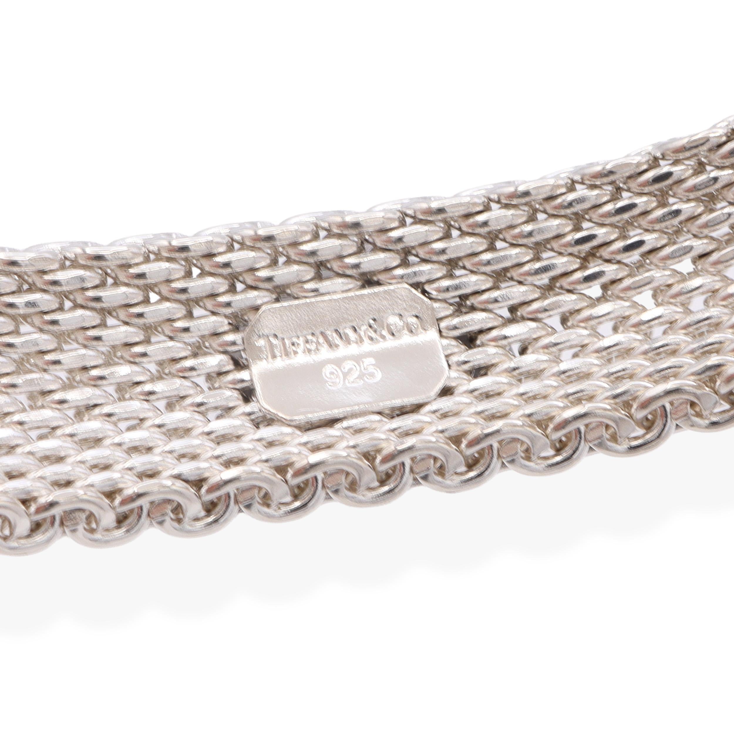 Tiffany & Co Sterling Silver Somerset Mesh Bangle Bracelet