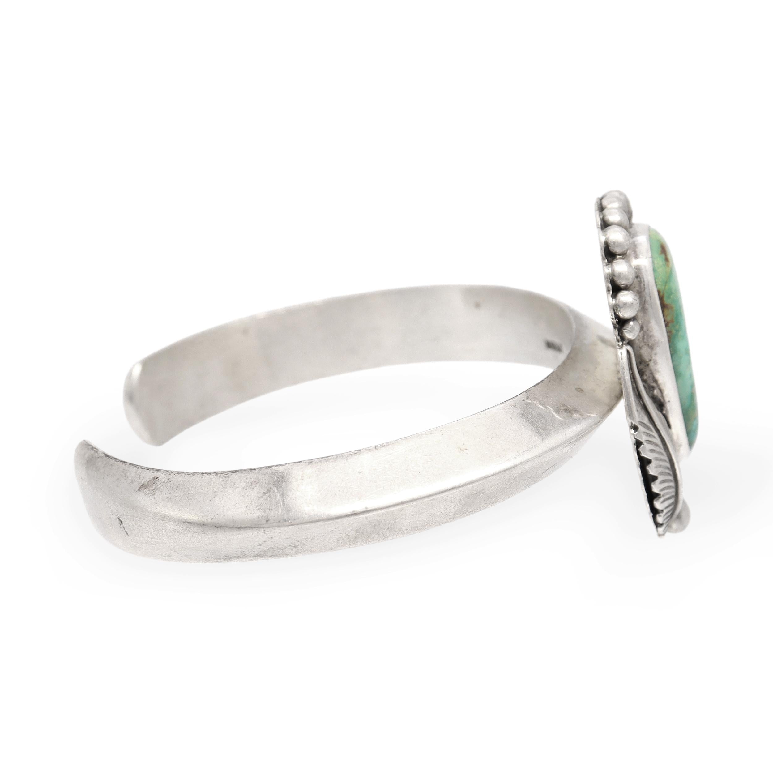Russell Toledo Navajo Sterling Silver Turquoise Cuff Bracelet