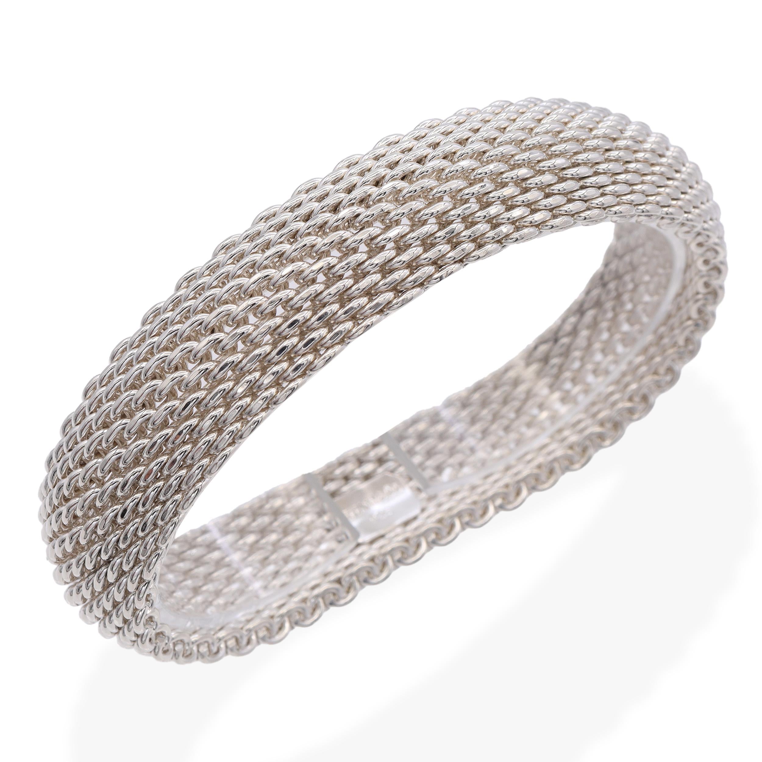 Tiffany & Co. Sterling Silver Somerset Mesh Bangle Bracelet