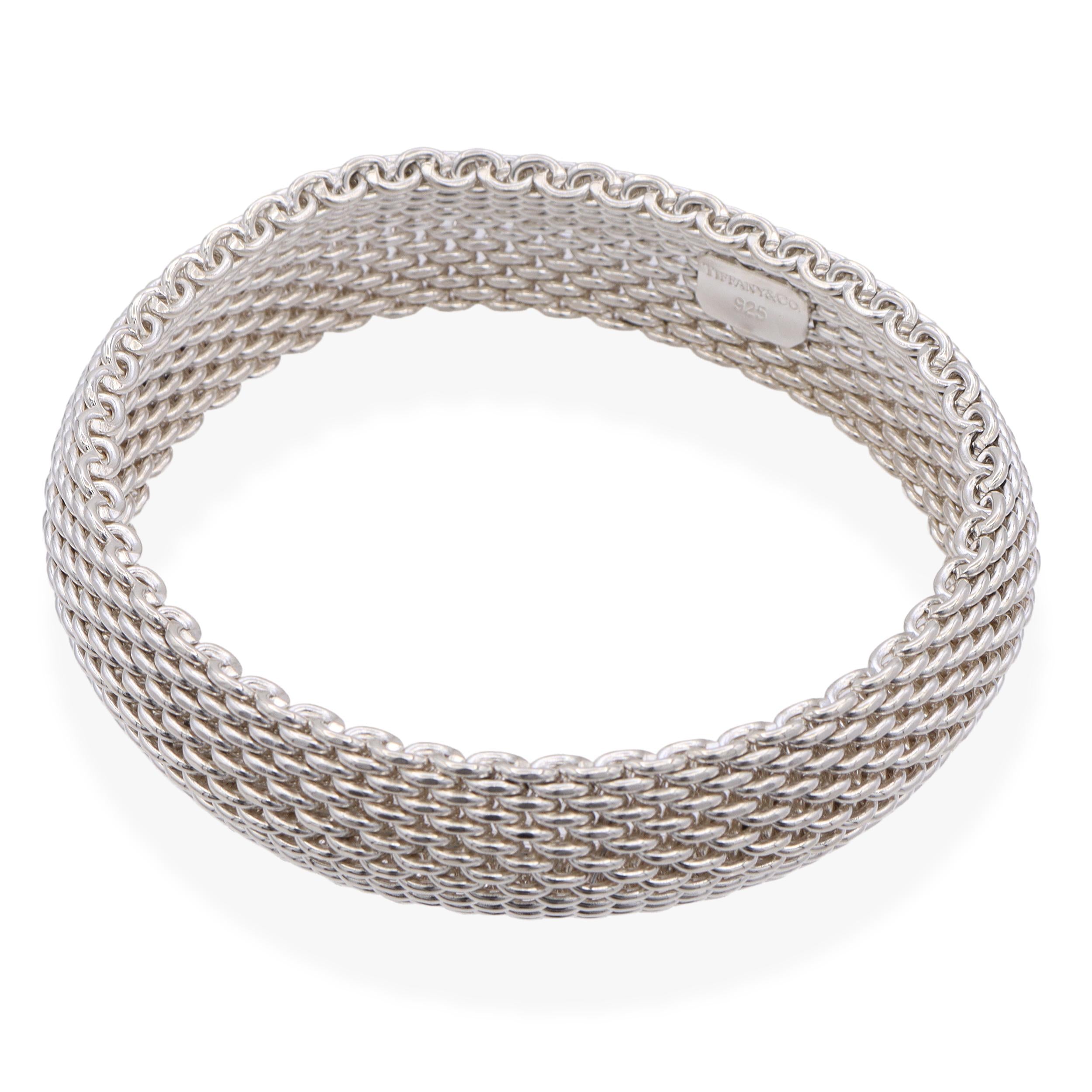 Tiffany & Co Sterling Silver Somerset Mesh Bangle Bracelet