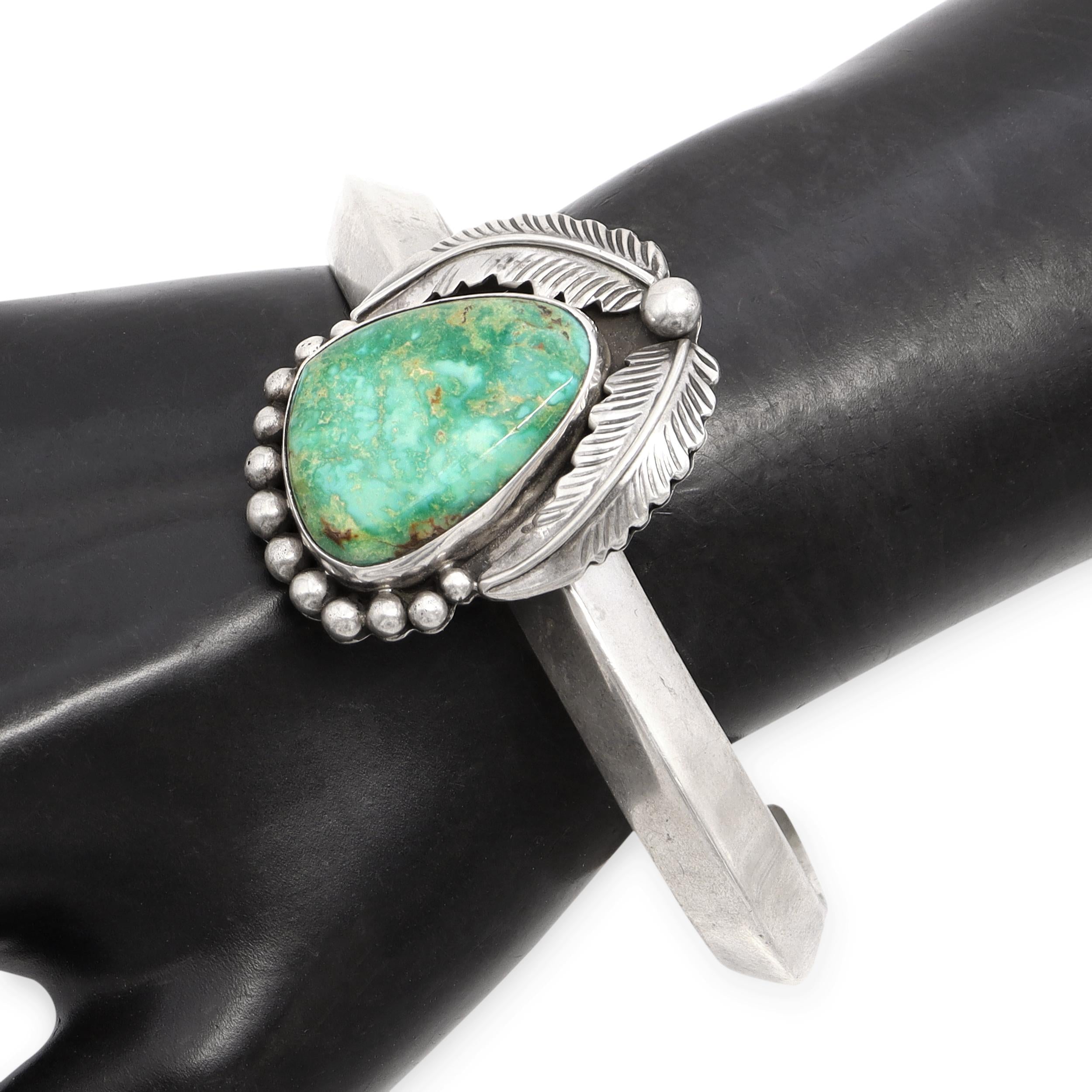 Russell Toledo Navajo Sterling Silver Turquoise Cuff Bracelet