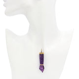 Vintage 17K Yellow Gold Carved Amethyst Figa Hand Amulet Pendant