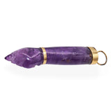 Vintage 17K Yellow Gold Carved Amethyst Figa Hand Amulet Pendant