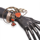 Vintage Michael Roanhorse Navajo Sterling Silver Coral Sculptural Cuff Bracelet