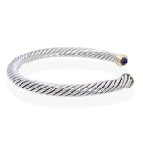 David Yurman Sterling Silver 14K Yellow Gold Amethyst Cable Cuff Bracelet