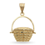 14K Yellow Gold Nantucket Basket Charm Pendant