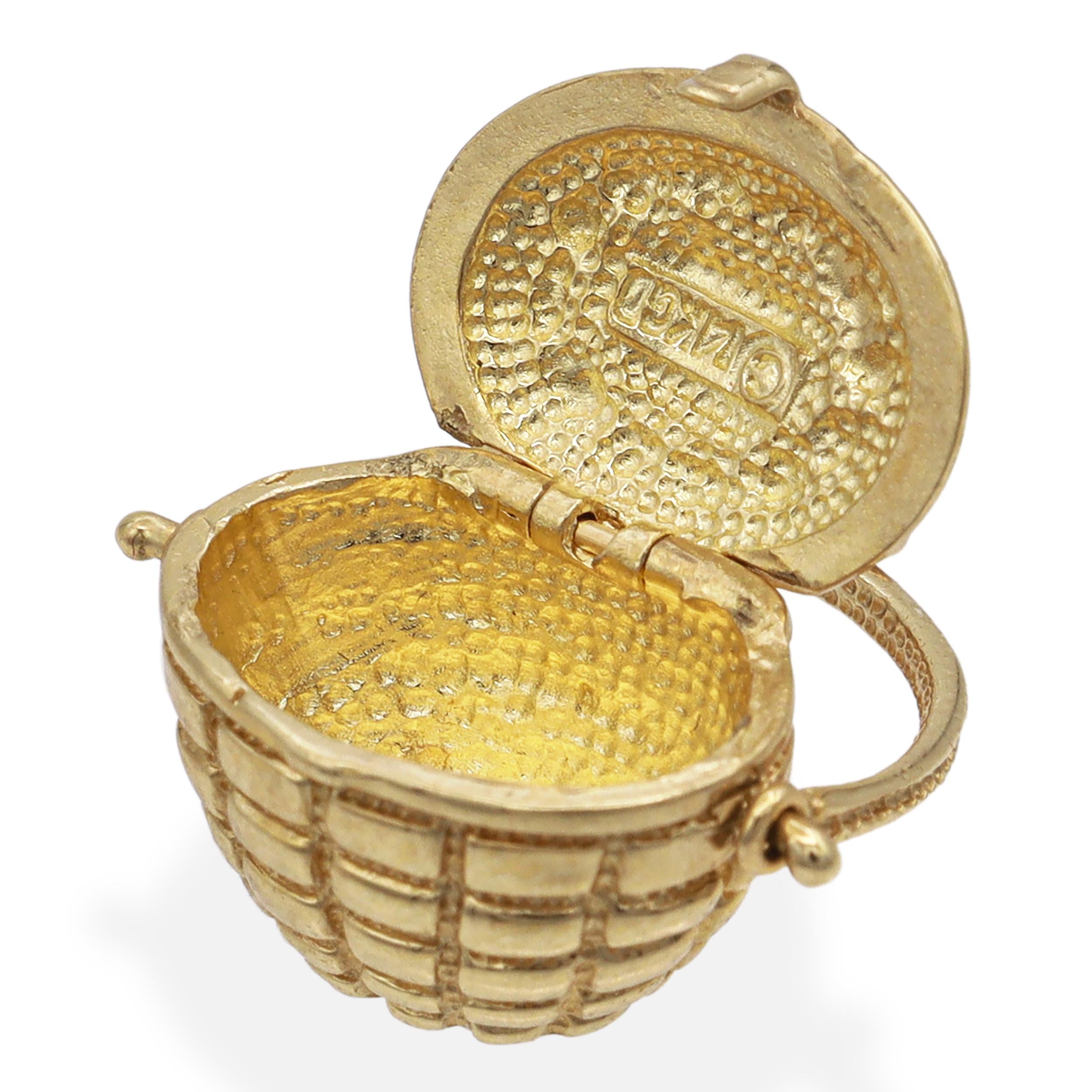14K Yellow Gold Nantucket Basket Charm Pendant