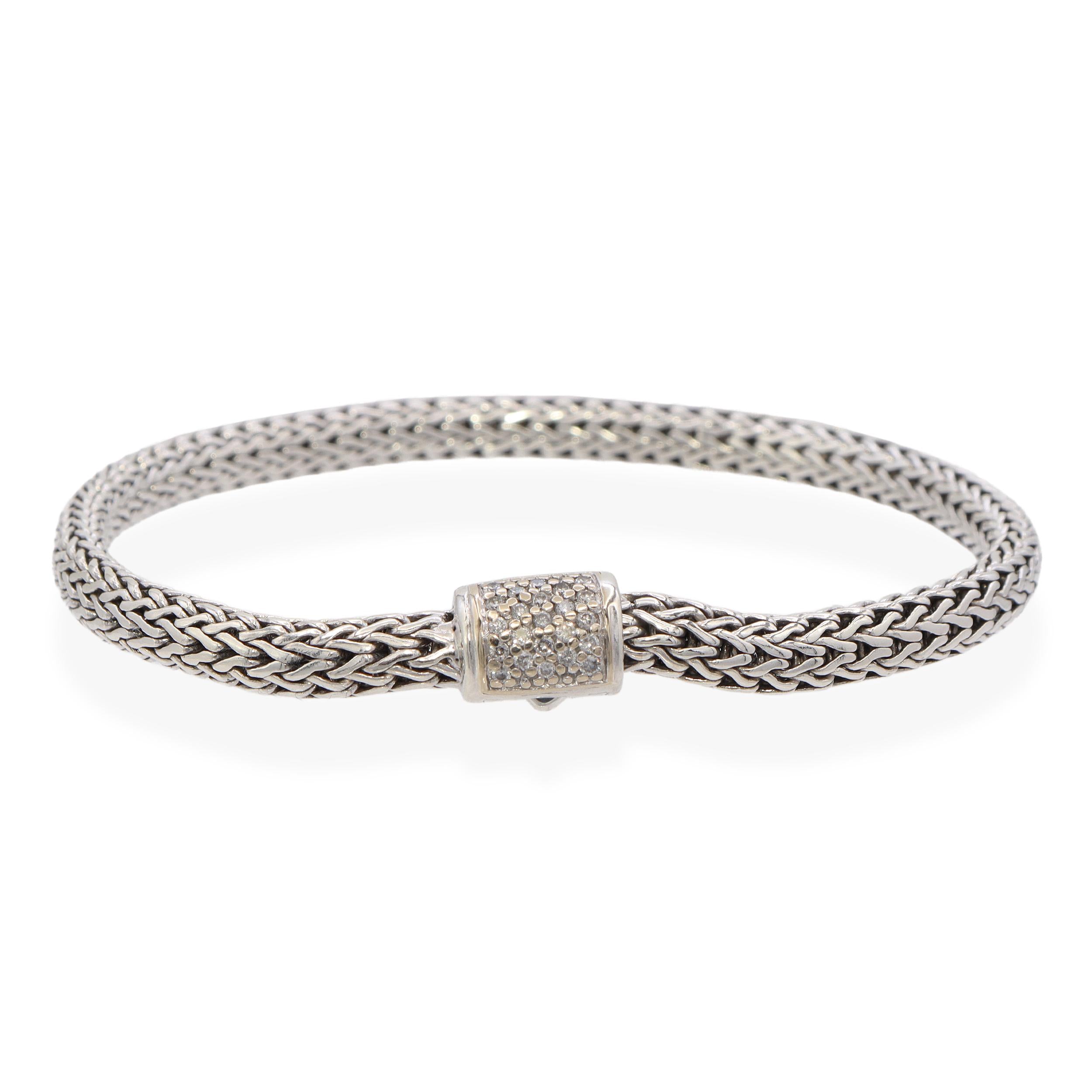John Hardy Icon Sterling Silver & 18K Yellow Gold Diamond Clasp Bracelet