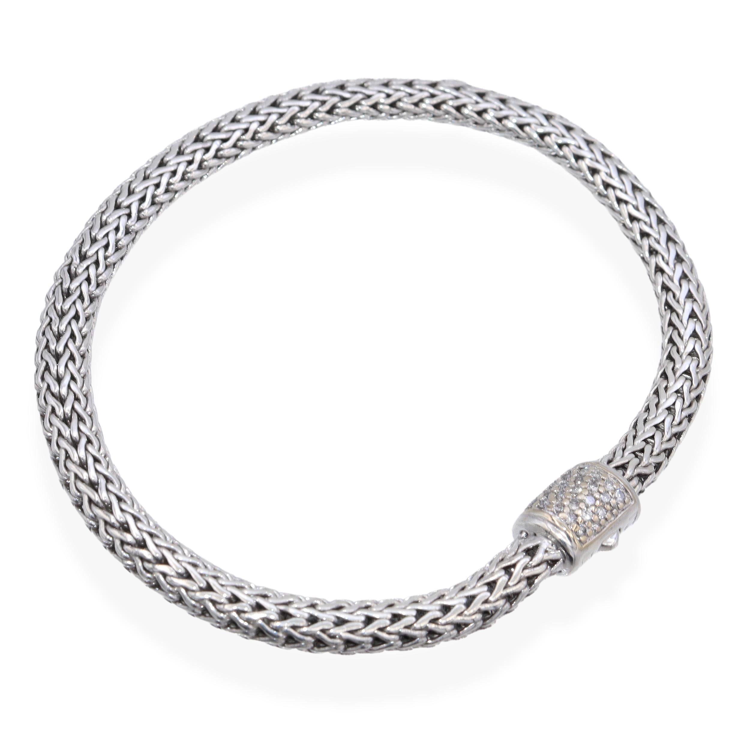 John Hardy Icon Sterling Silver & 18K Yellow Gold Diamond Clasp Bracelet
