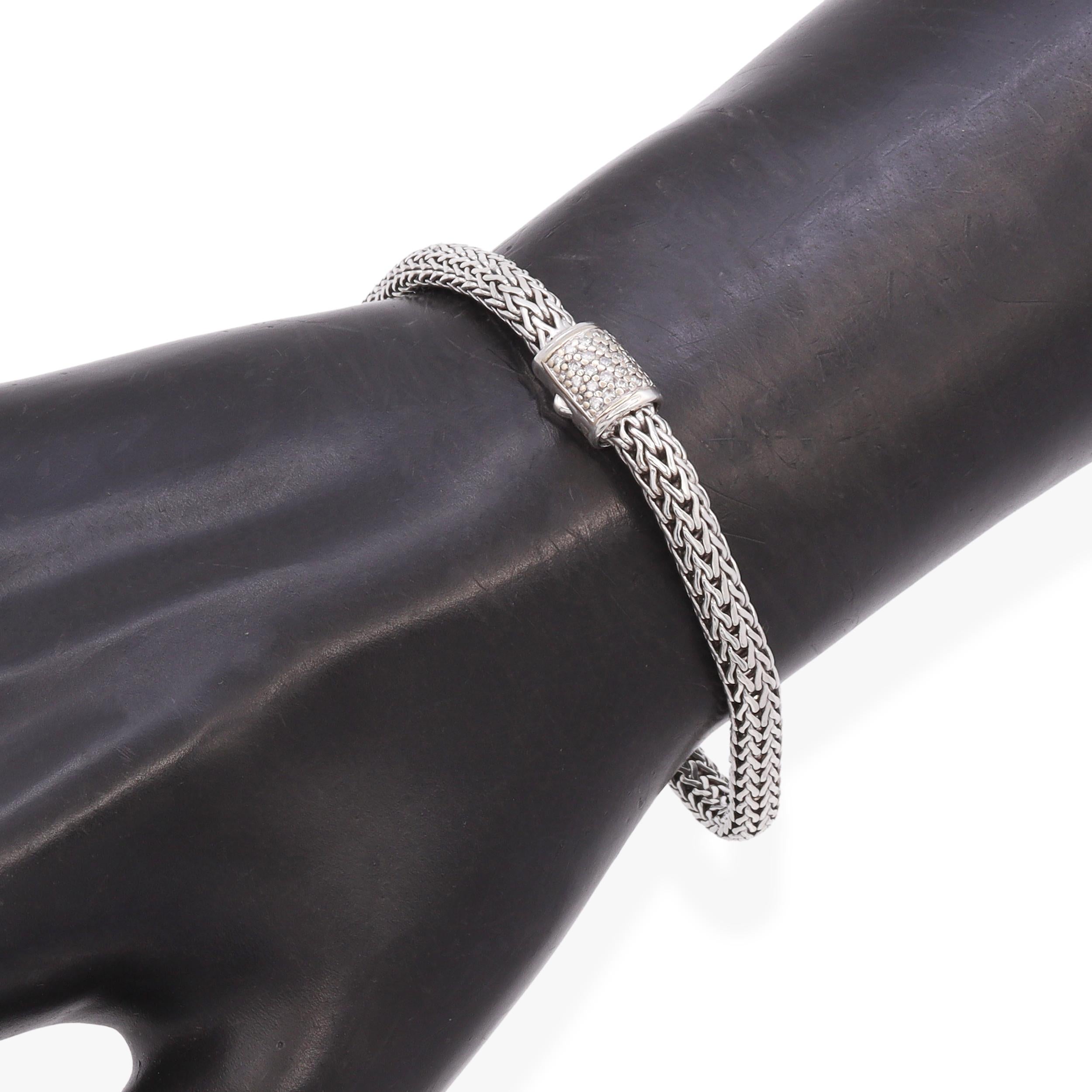 John Hardy Icon Sterling Silver & 18K Yellow Gold Diamond Clasp Bracelet