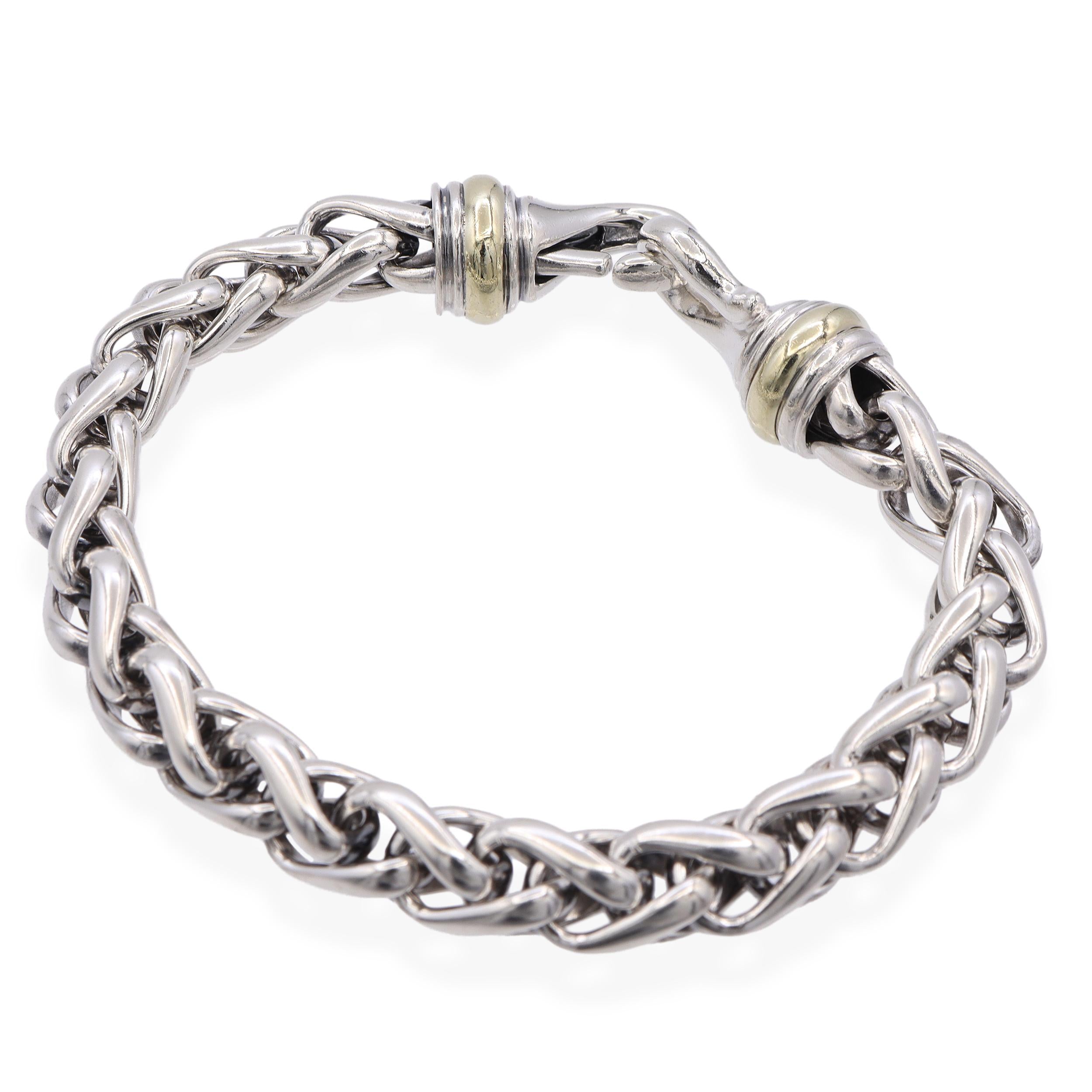 David Yurman Sterling Silver & 14K Yellow Gold Wheat Chain Bracelet