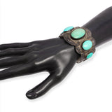 Vintage Southwestern Sterling Silver Turquoise Scalloped Cuff Bracelet