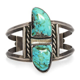 Vintage Southwestern Sterling Silver Turquoise Split Cuff Bracelet