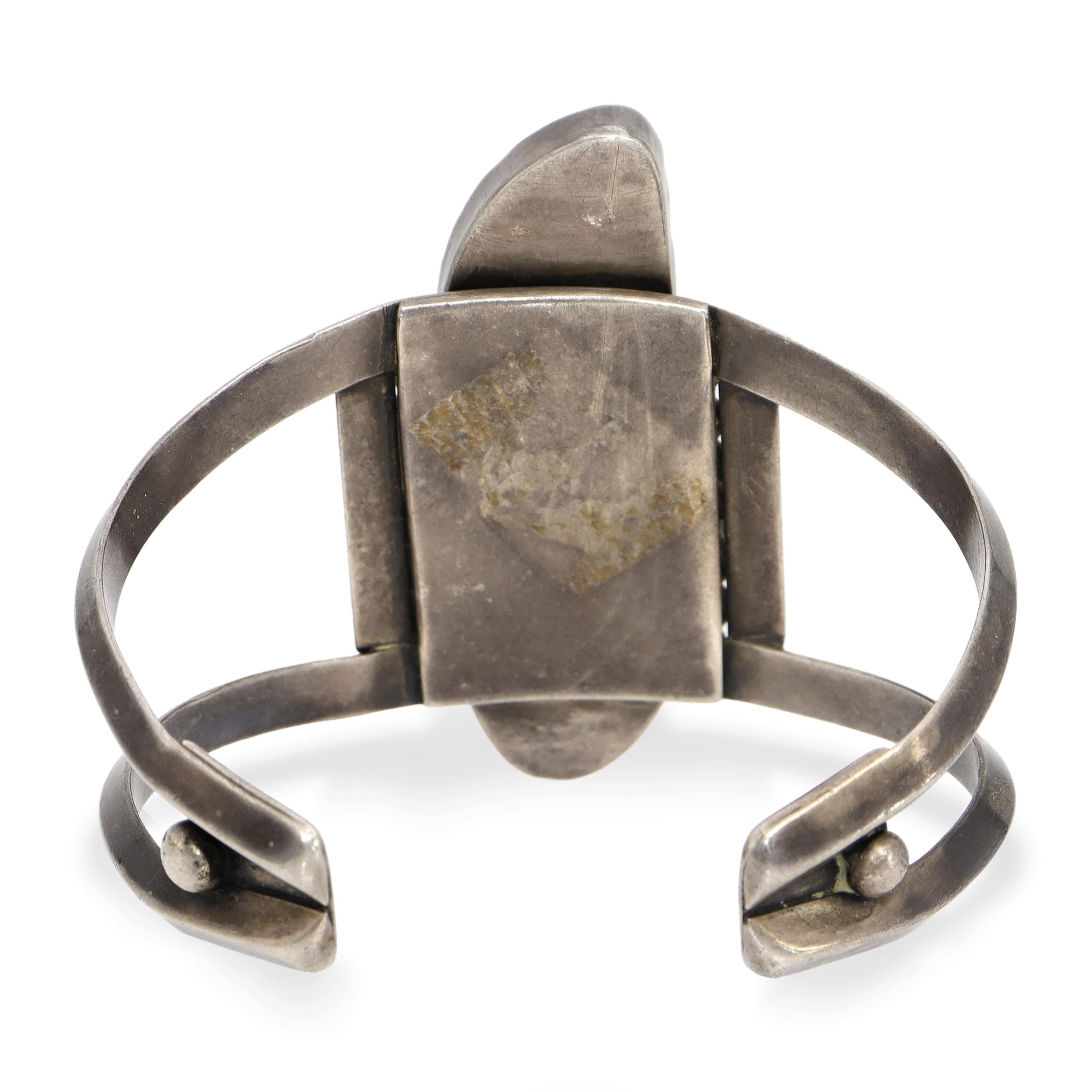 Vintage Southwestern Sterling Silver Turquoise Split Cuff Bracelet