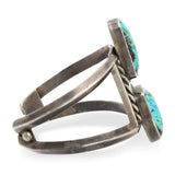 Vintage Southwestern Sterling Silver Turquoise Split Cuff Bracelet