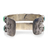 Vintage Southwestern Sterling Silver Double Row Turquoise Cuff Bracelet