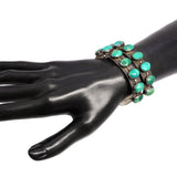 Vintage Southwestern Sterling Silver Double Row Turquoise Cuff Bracelet